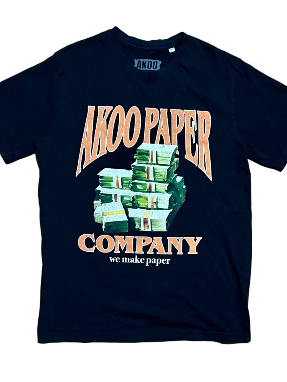 Akoo Paper Company We Make Paper Money Stack Graphic T-Shirt, Men's Medium